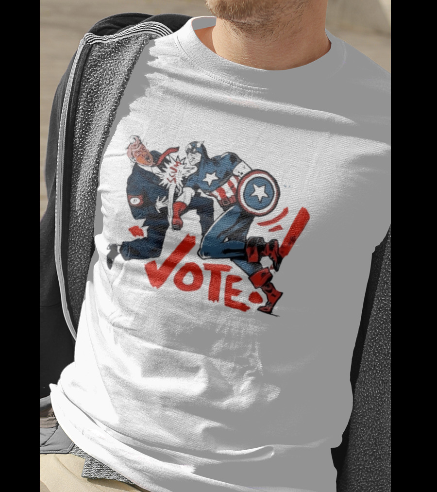 Captain America Punch Donald Trump Vote Comic T-Shirt