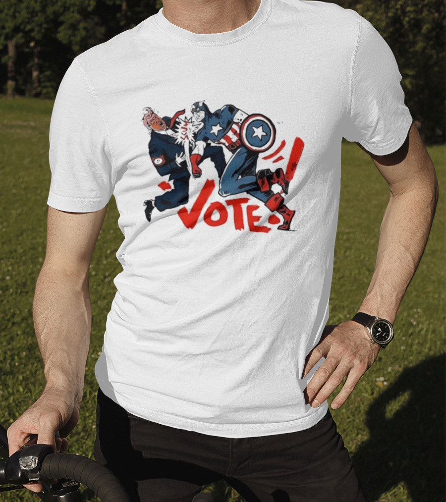 Captain America Punch Donald Trump Vote Comic T-Shirt