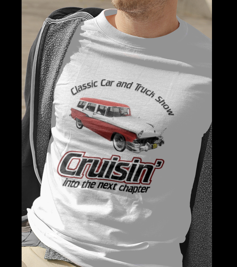 Classic Car And Truck Show Cruisin' Into The Next Chapter Vintage Red Station Wagon T-Shirt