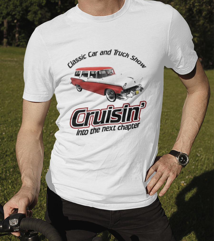 Classic Car And Truck Show Cruisin' Into The Next Chapter Vintage Red Station Wagon T-Shirt