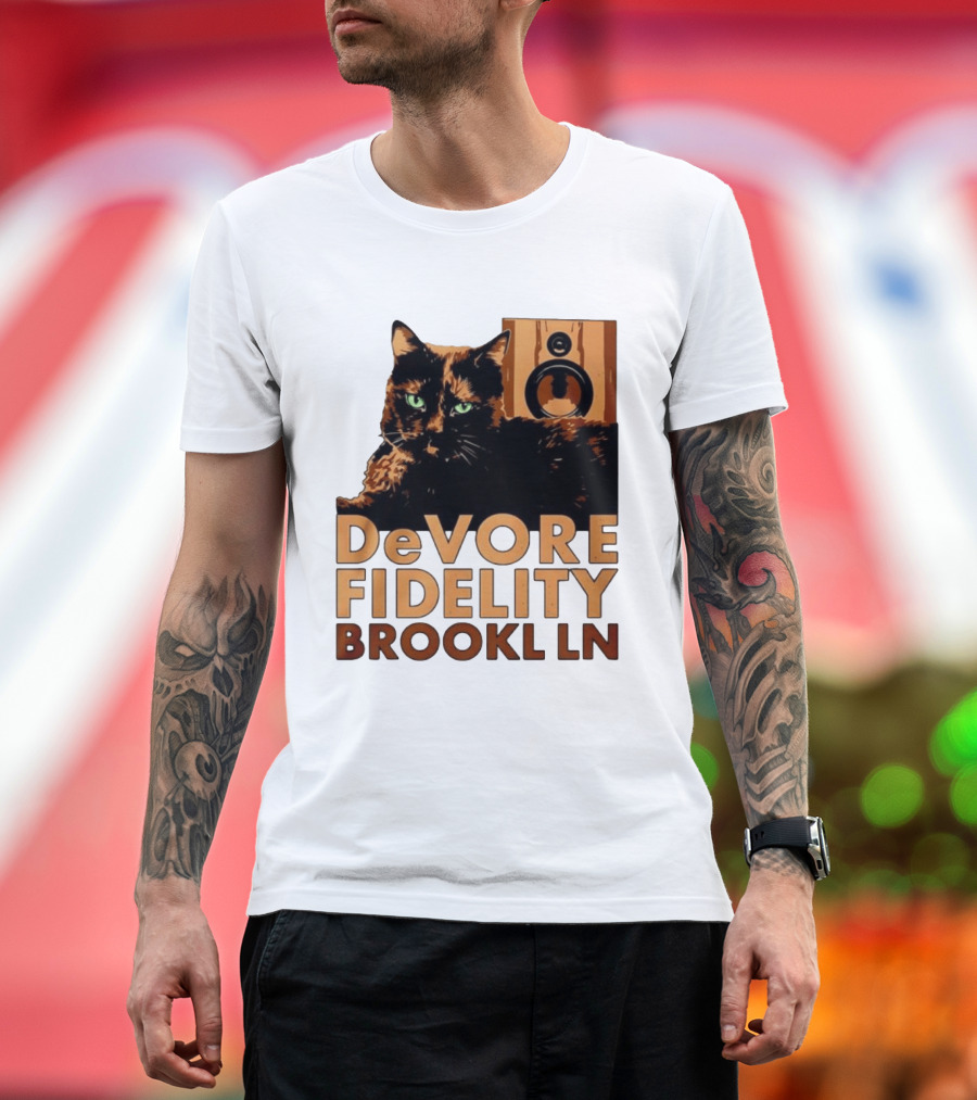 DeVore Fidelity Brooklyn Cat Speaker T-Shirt