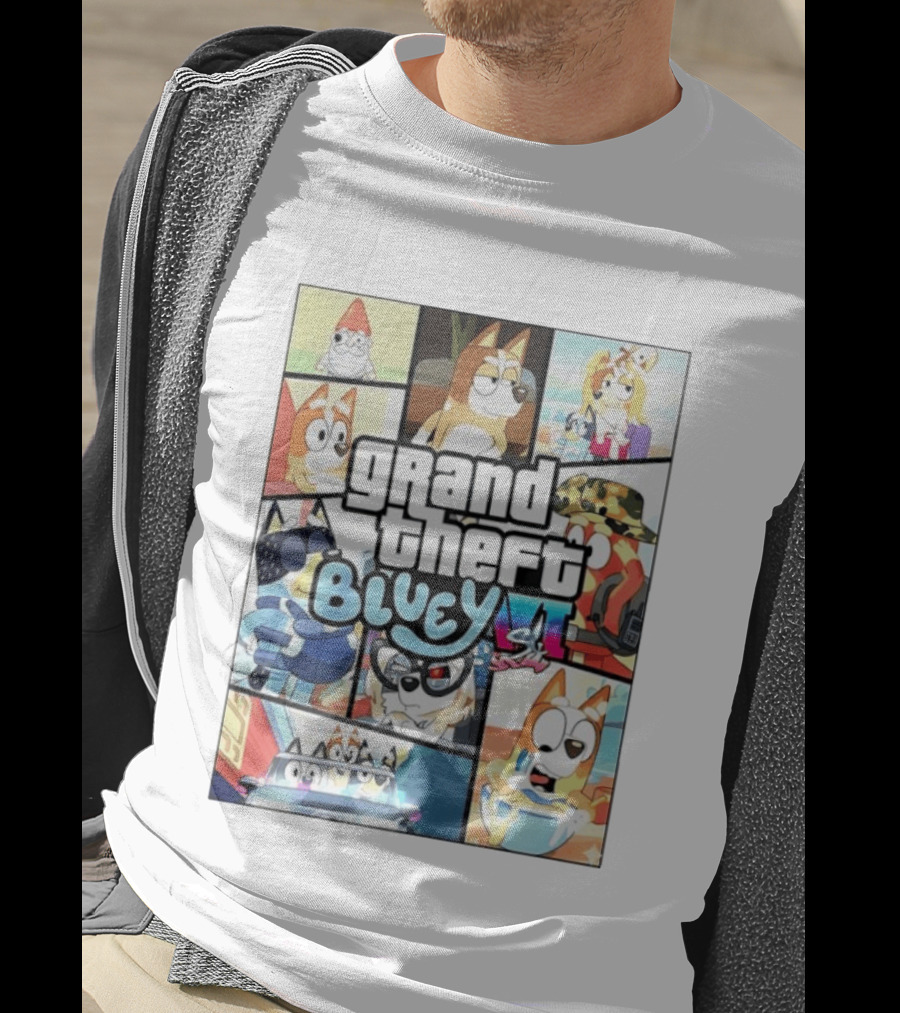 Grand Theft Bluey Funny Cartoon T-Shirt