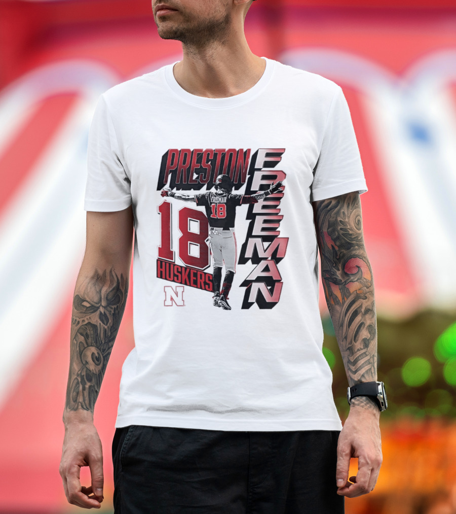 Preston Freeman 18 Huskers Nebraska Football Player T-Shirt