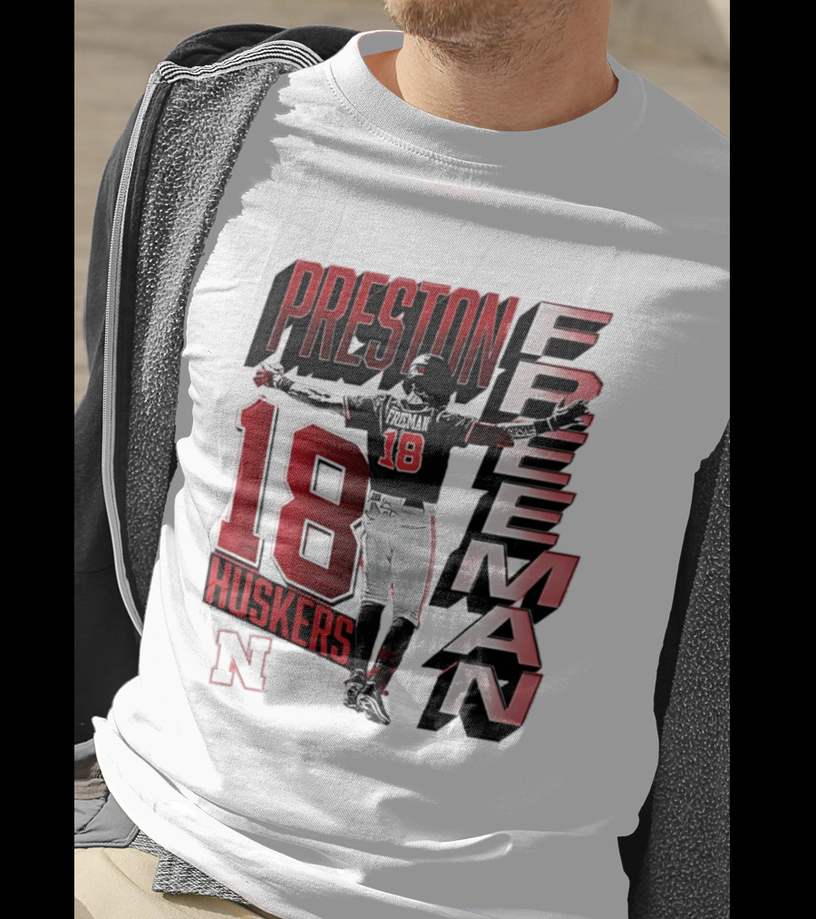 Preston Freeman 18 Huskers Nebraska Football Player T-Shirt