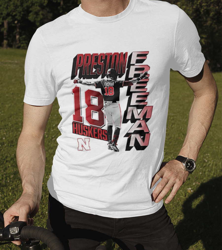 Preston Freeman 18 Huskers Nebraska Football Player T-Shirt