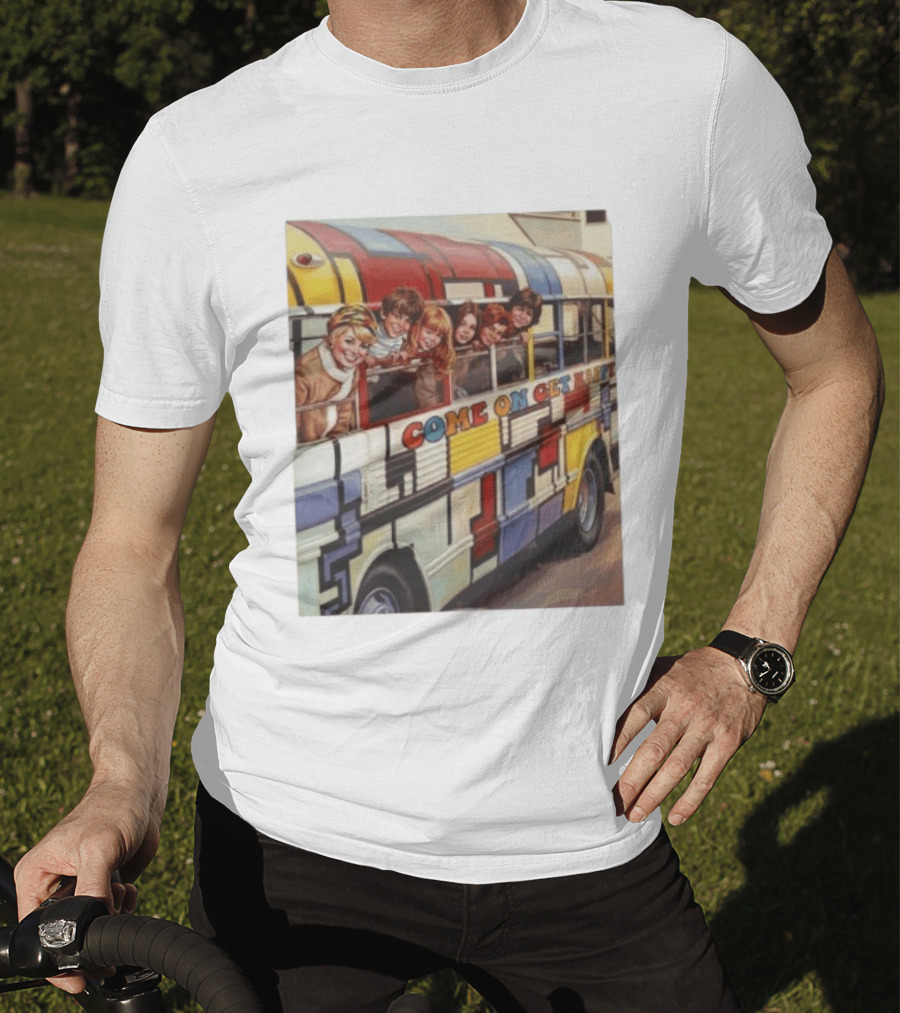 Psychedelic School Bus Come On Get Happy Retro Vibes T-Shirt