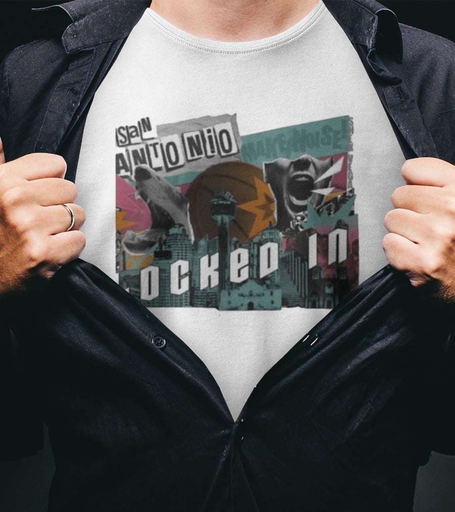San Antonio Locked In Make Noise Basketball Skyline T-Shirt