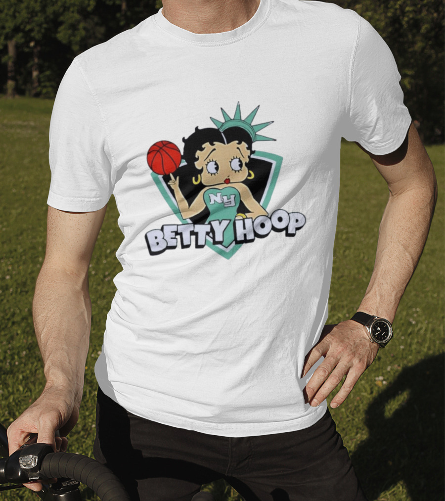 New York Liberty Betty Hoop Basketball Character NY Statue Of Liberty Crown T-Shirt