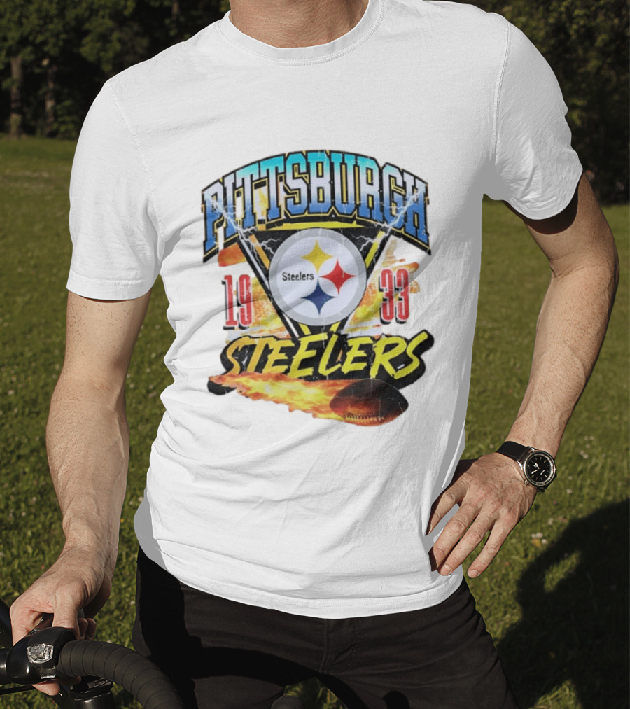 Pittsburgh Steelers 1933 Football Flame T-Shirt