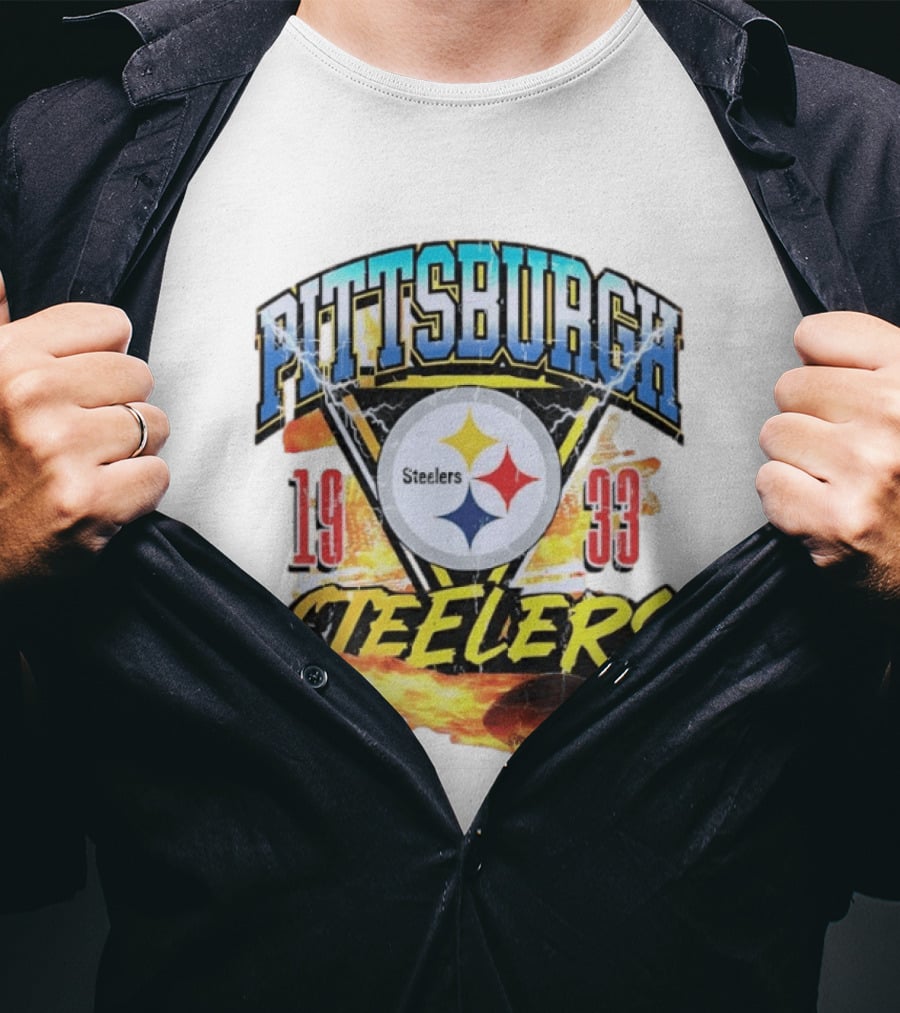 Pittsburgh Steelers 1933 Football Flame T-Shirt