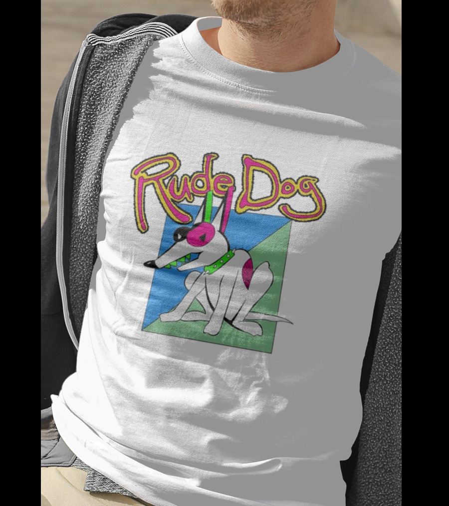 Rude Dog Retro 80s Cartoon Style Colorful T-Shirt