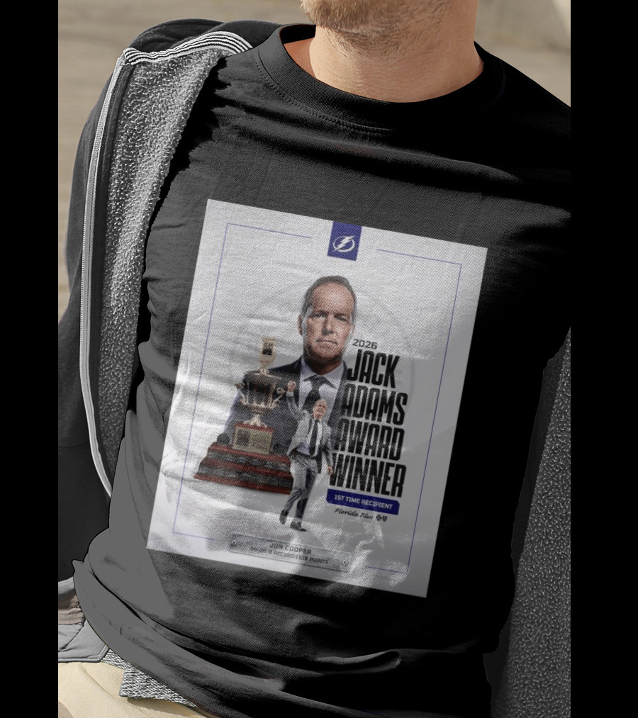 2026 Jack Adams Award Winner Jon Cooper Florida Blue Tampa Bay Lightning 1st Time Recipient 50 26 6 Record 108 Points T-Shirt