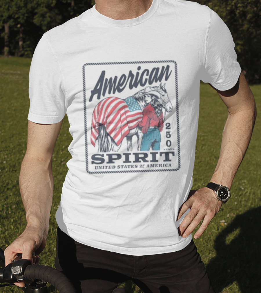 American Spirit 250 United States Of America Horse And Rider With Flag Blanket T-Shirt
