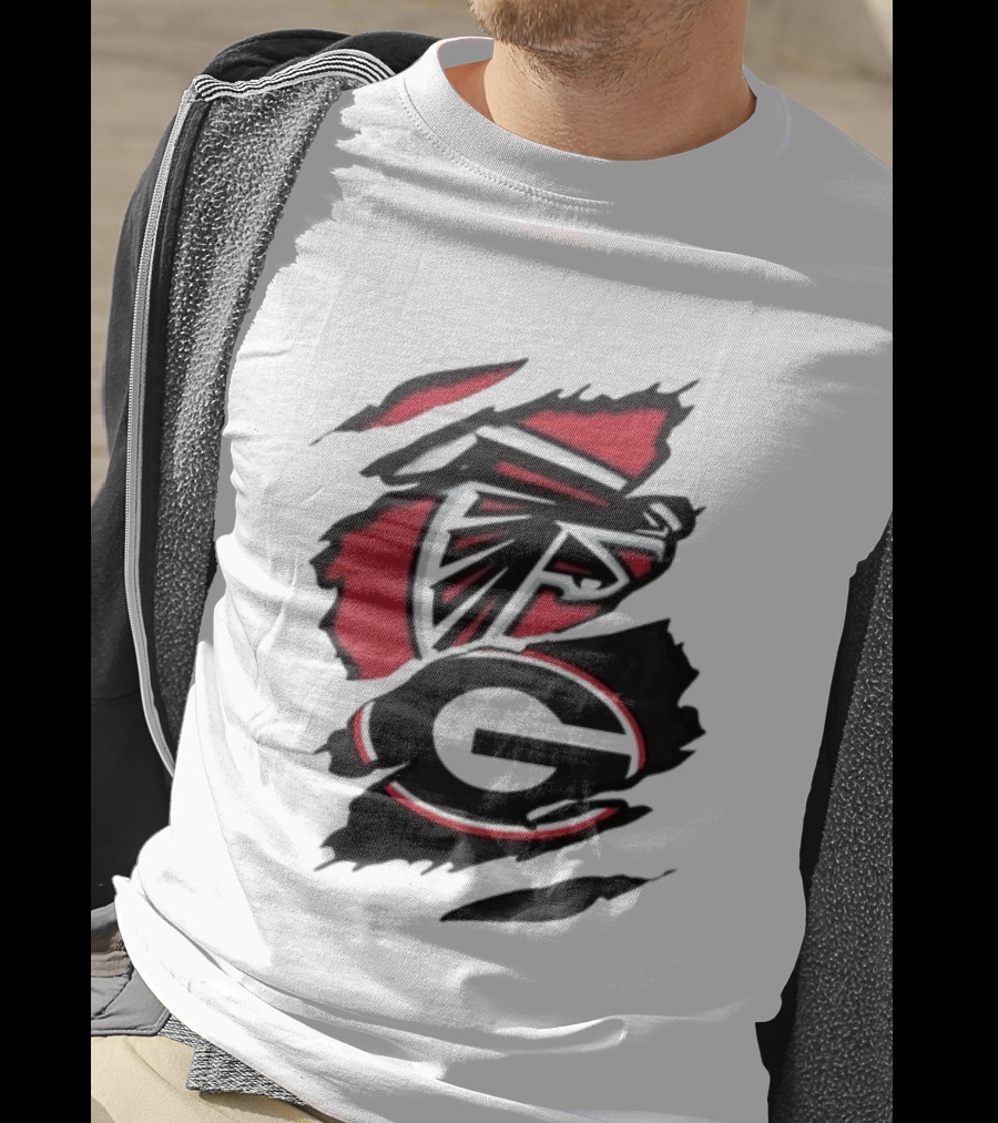Atlanta Falcons Georgia Bulldogs Sports Team Graphic Rip T-Shirt
