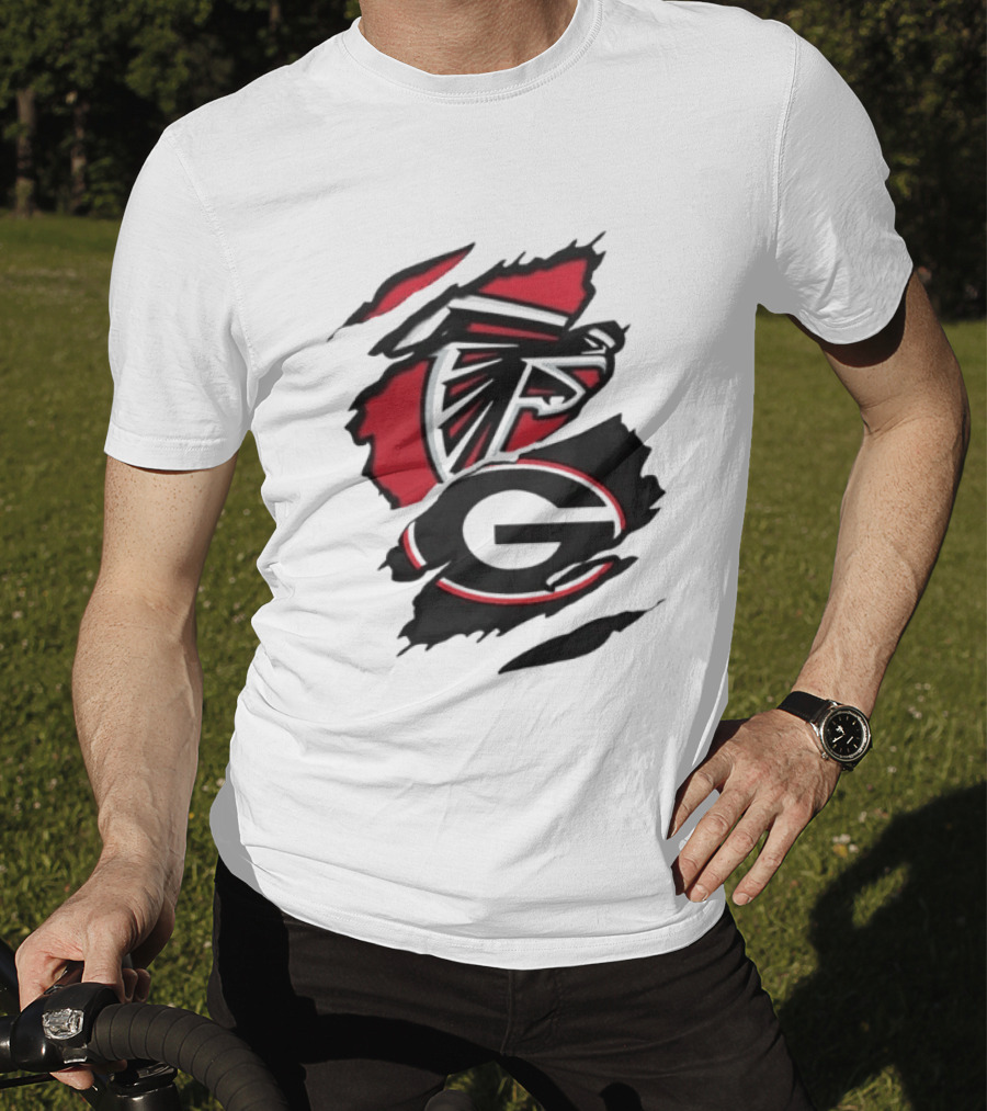 Atlanta Falcons Georgia Bulldogs Sports Team Graphic Rip T-Shirt