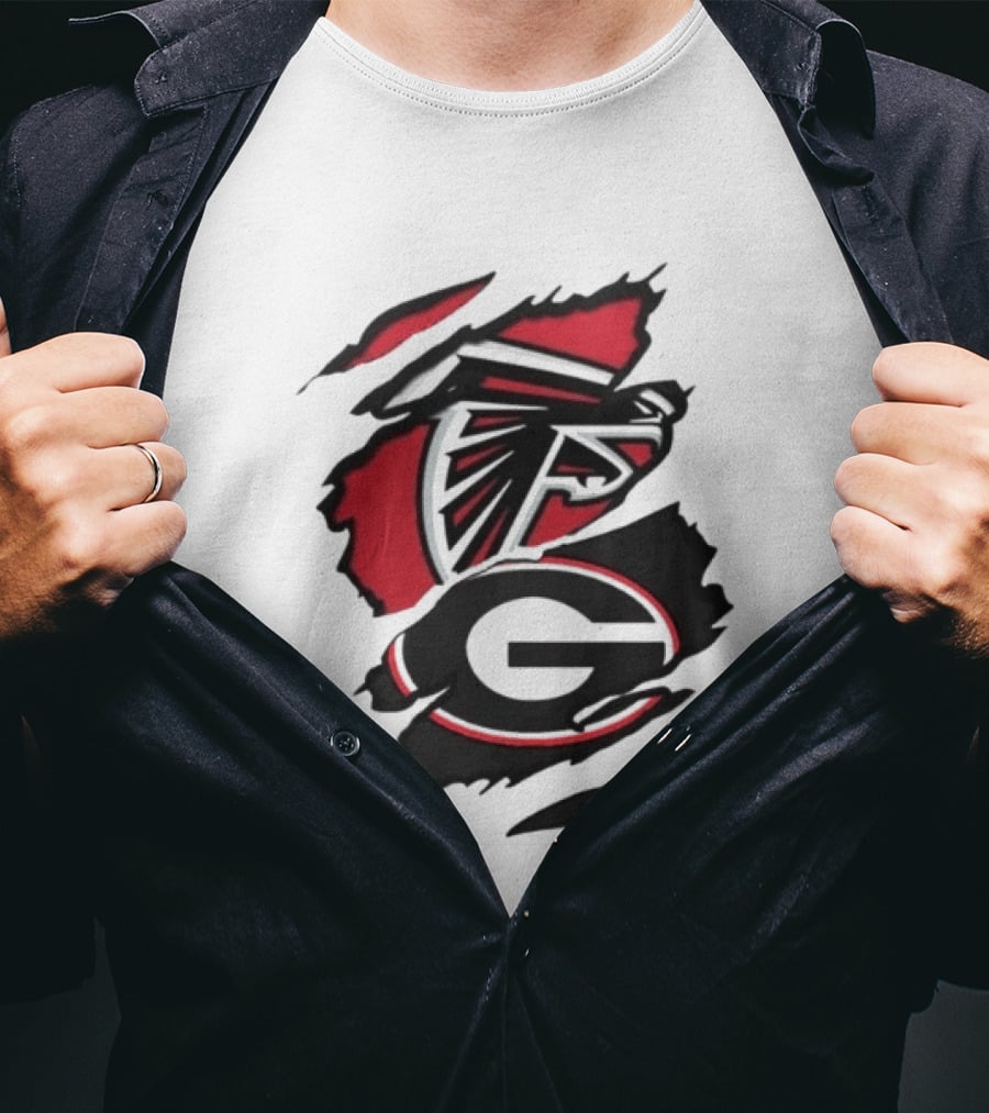 Atlanta Falcons Georgia Bulldogs Sports Team Graphic Rip T-Shirt