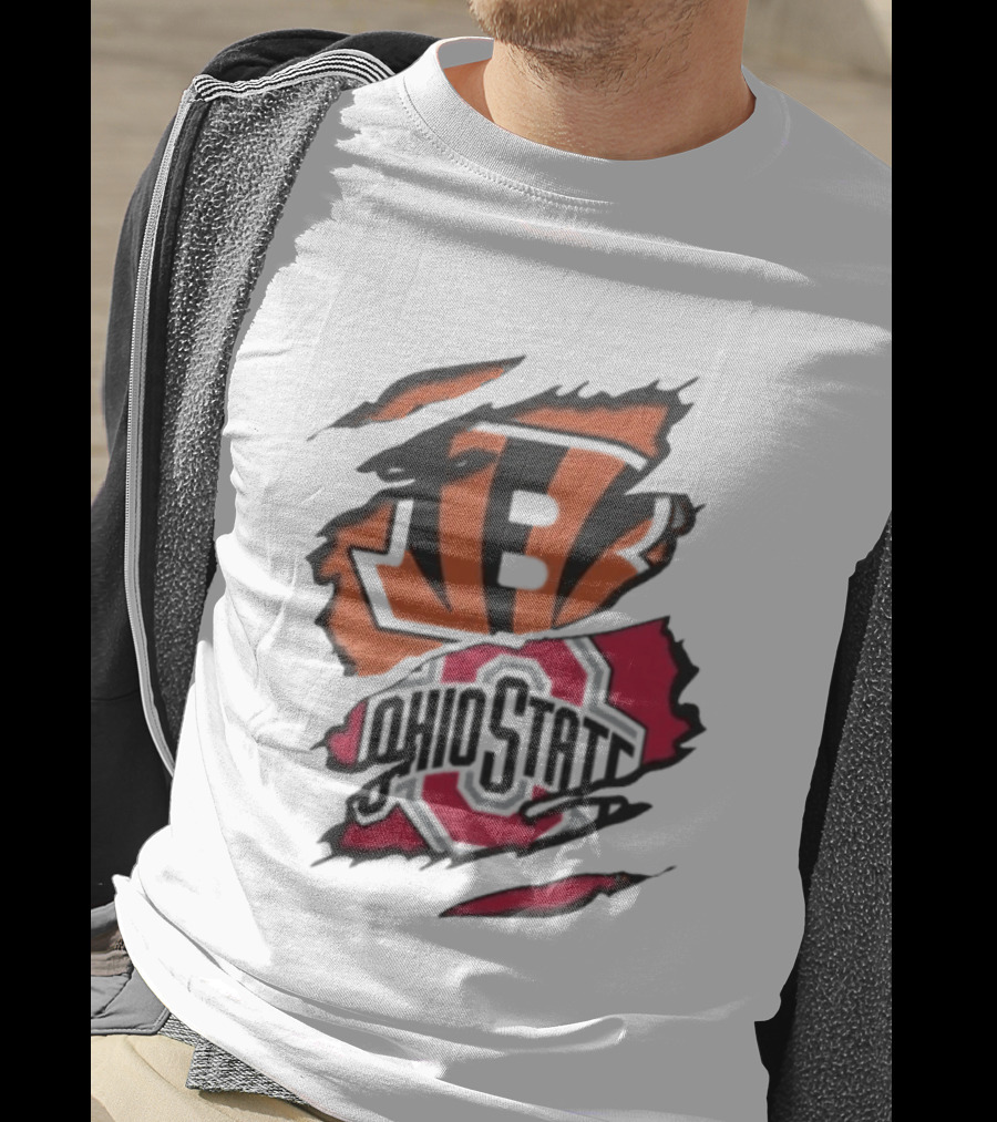 Cincinnati Bengals Ohio State Buckeyes Rip Effect NCAA Collaboration T-Shirt