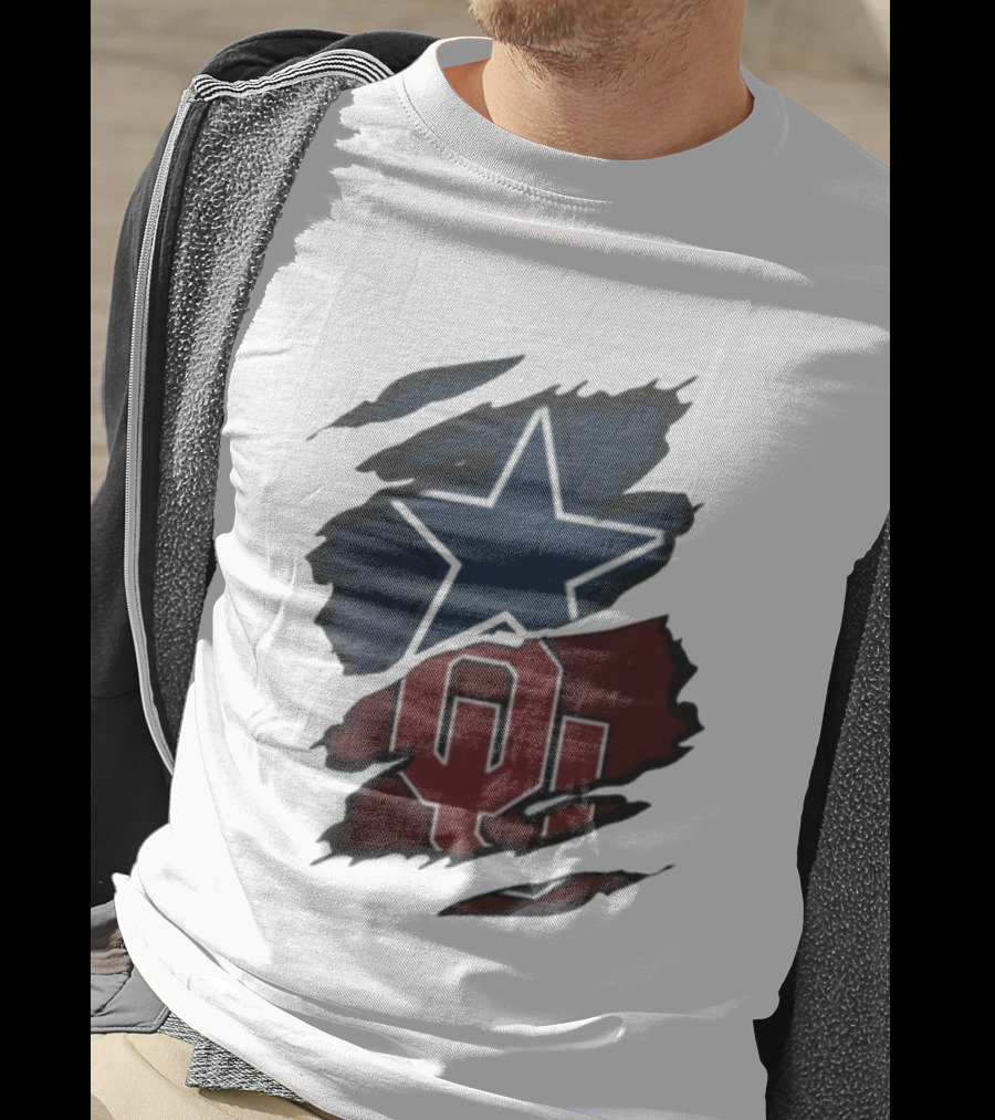 Dallas Cowboys Oklahoma Sooners NCAA Sports Ripped Star OU T-Shirt