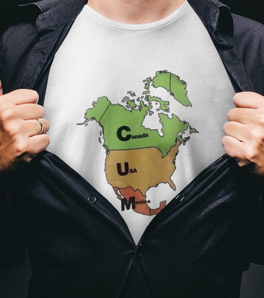 North America Map Canada USA Mexico Geography Continent Country T-Shirt