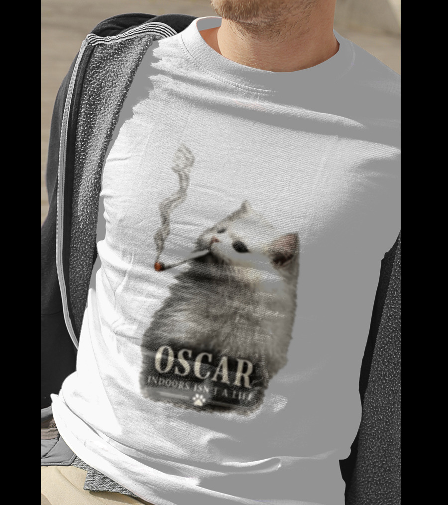 Oscar Indoors Isn't A Life Cat Smoking Cigarette T-Shirt