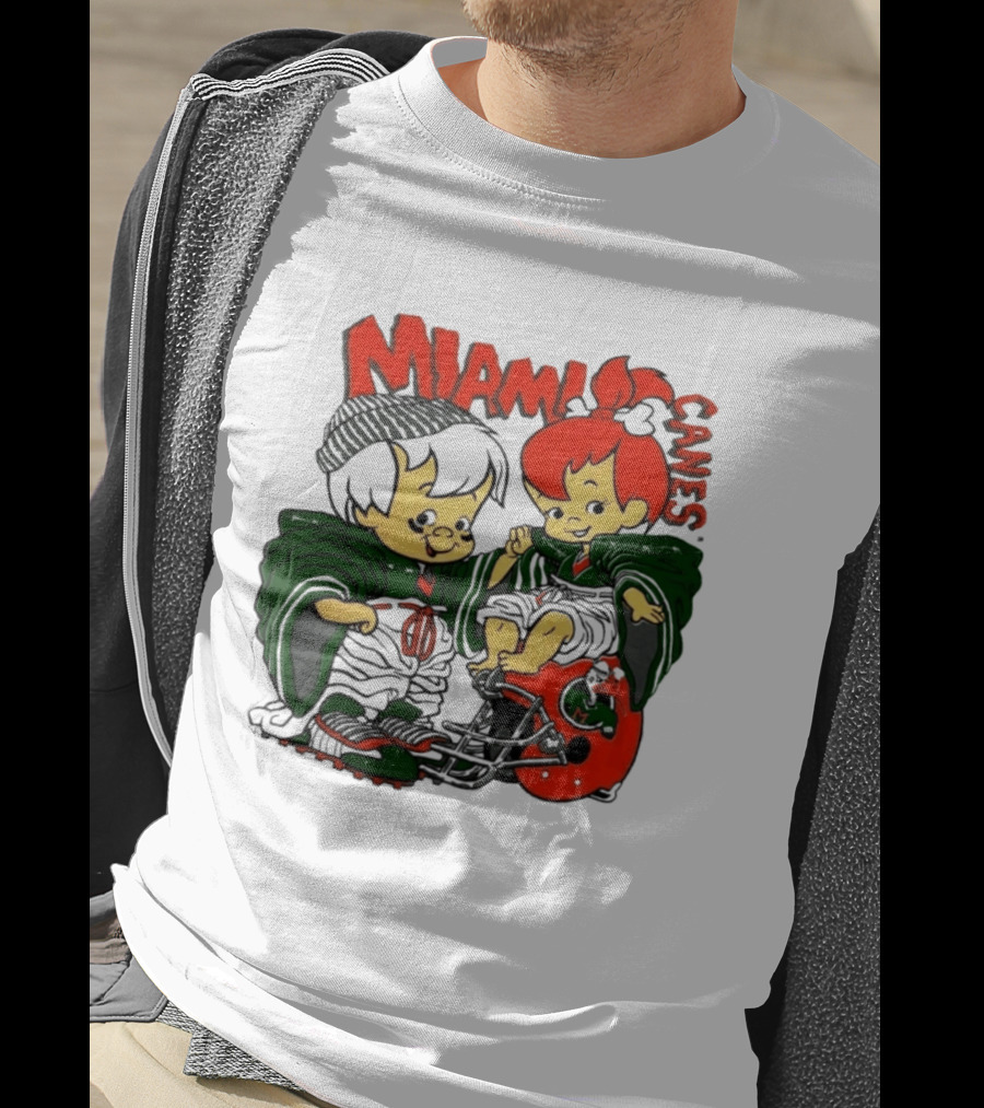Miami Hurricanes MIAMI CANES Pebbles Bamm Bamm Flintstones NCAA T-Shirt