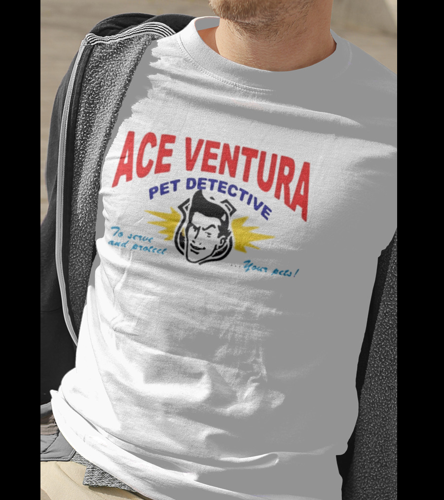 Ace Ventura Pet Detective To Serve And Protect Your Pets Movie Iconic Character Yellow Lightning T-Shirt