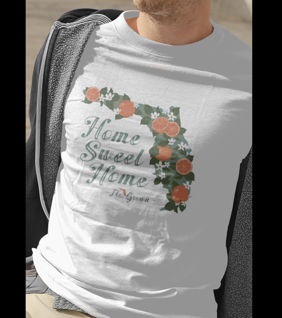 Home Sweet Home Florida Orange Blossom Flo Grown State Map Floral T-Shirt