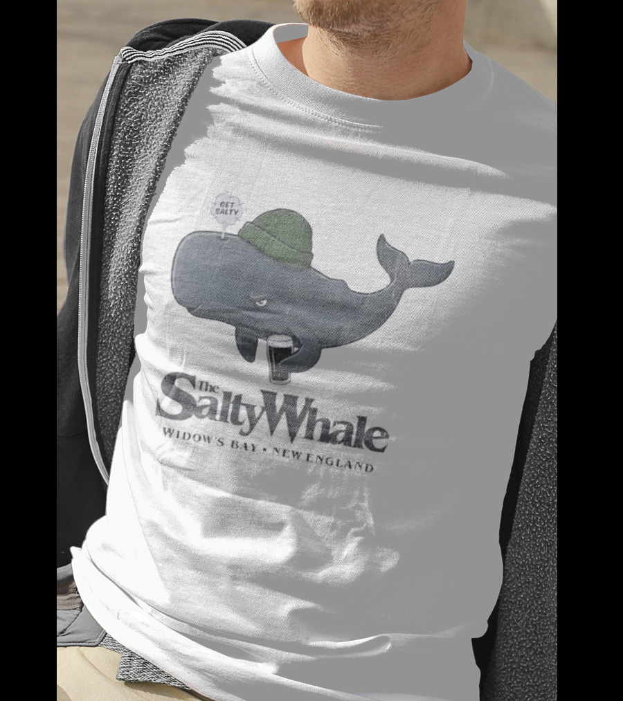 Get Salty Whale New England Beer Drinker Nautical Widows Bay T-Shirt