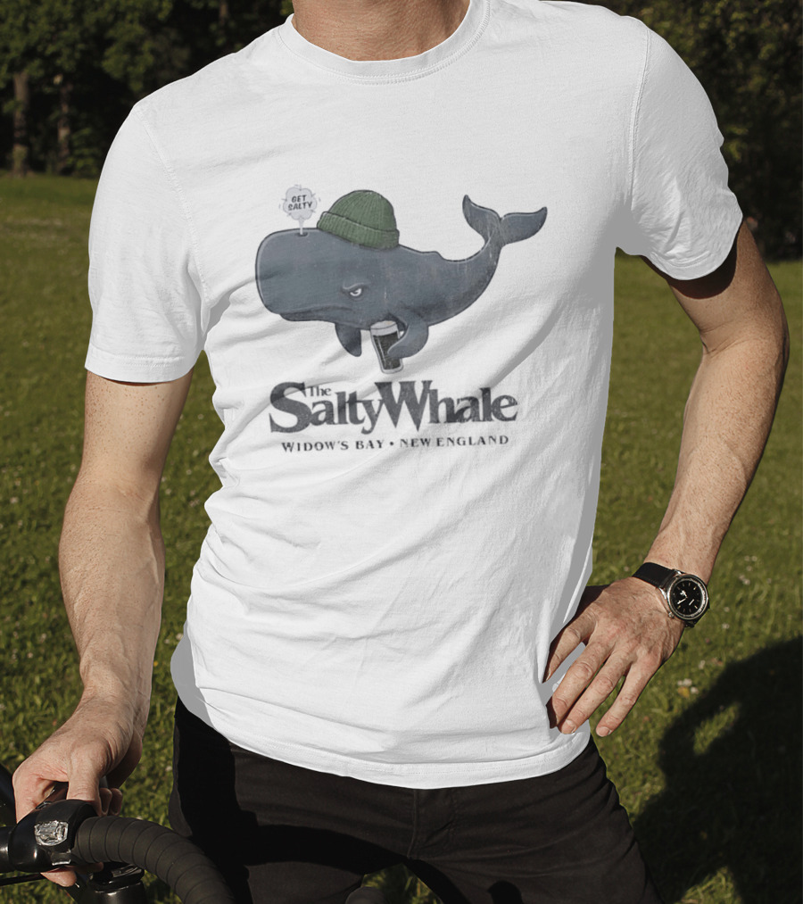Get Salty Whale New England Beer Drinker Nautical Widows Bay T-Shirt
