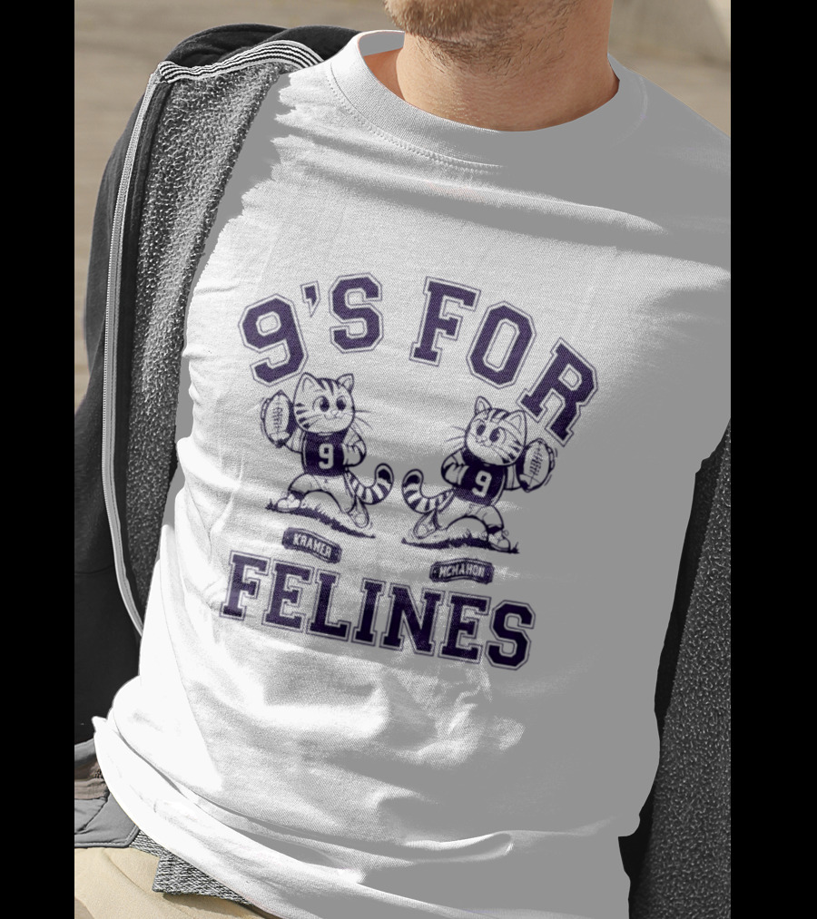 Kramer McMahon 9s For Cartoon Cats Football Felines T-Shirt