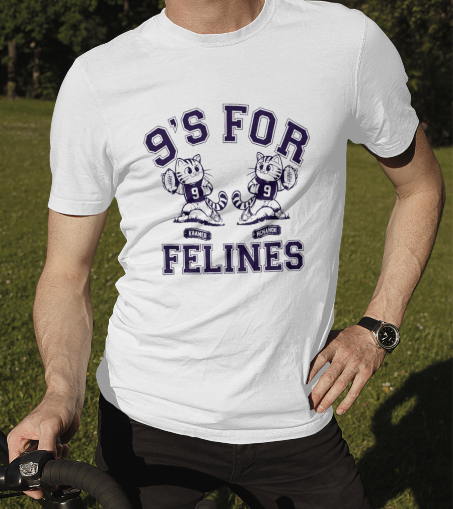 Kramer McMahon 9s For Cartoon Cats Football Felines T-Shirt