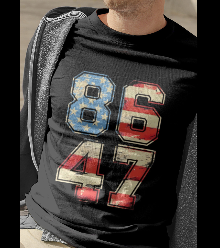 Anti ICE Subtle FDT Democrat 8647 American Flag Numbers T-Shirt