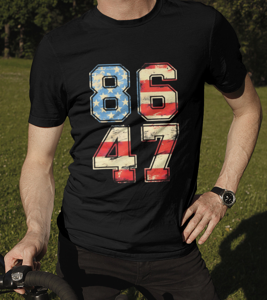 Anti ICE Subtle FDT Democrat 8647 American Flag Numbers T-Shirt
