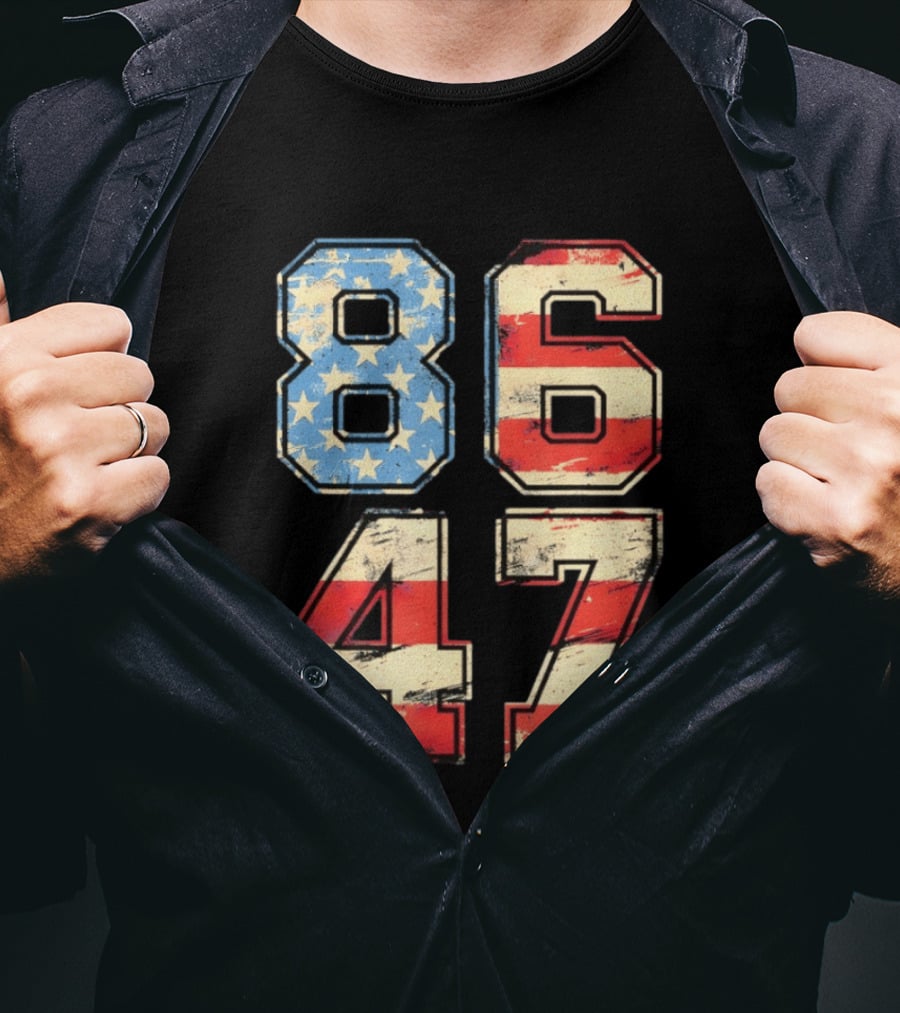 Anti ICE Subtle FDT Democrat 8647 American Flag Numbers T-Shirt