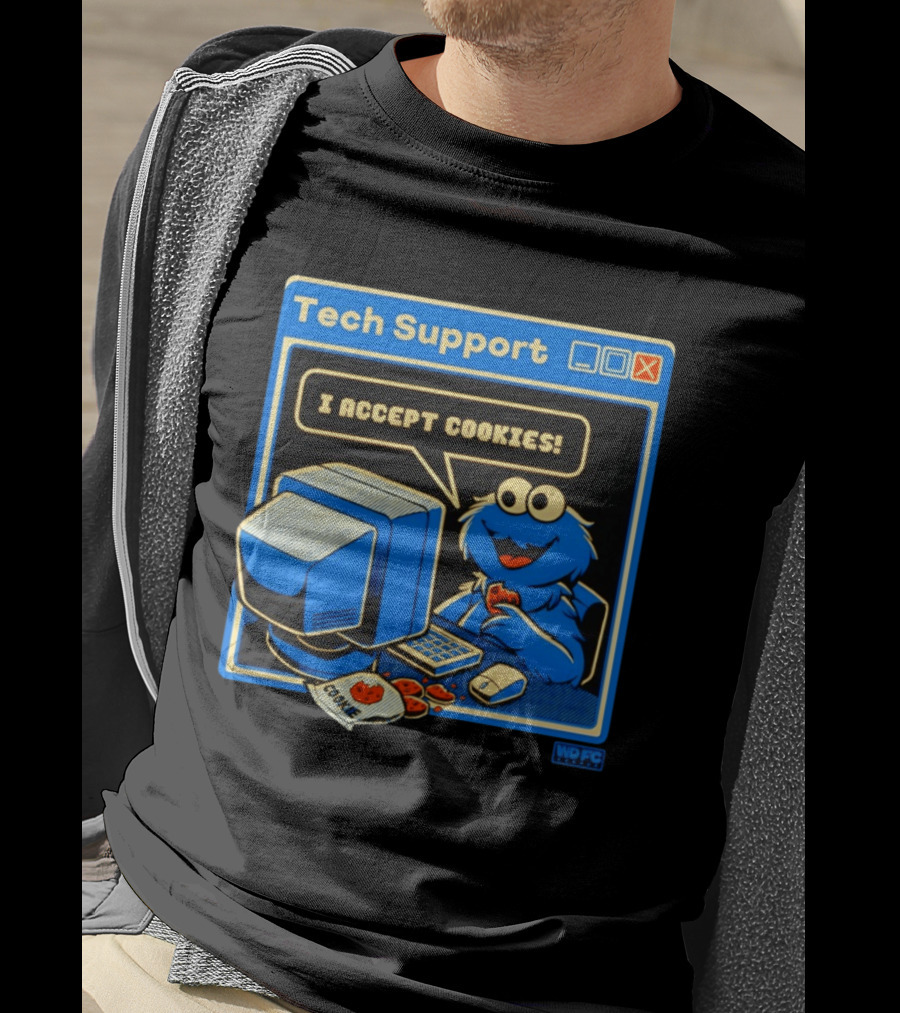 Tech Support I Accept Cookies Cookie Monster Computer Humor T-Shirt