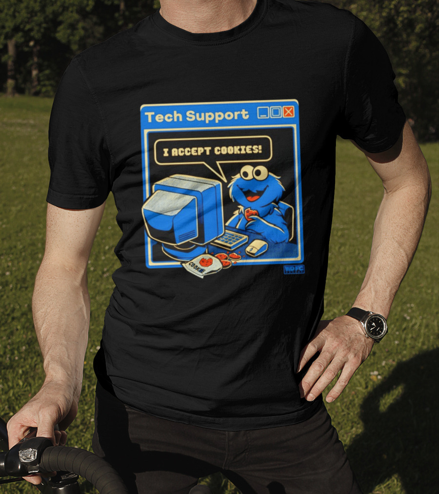 Tech Support I Accept Cookies Cookie Monster Computer Humor T-Shirt