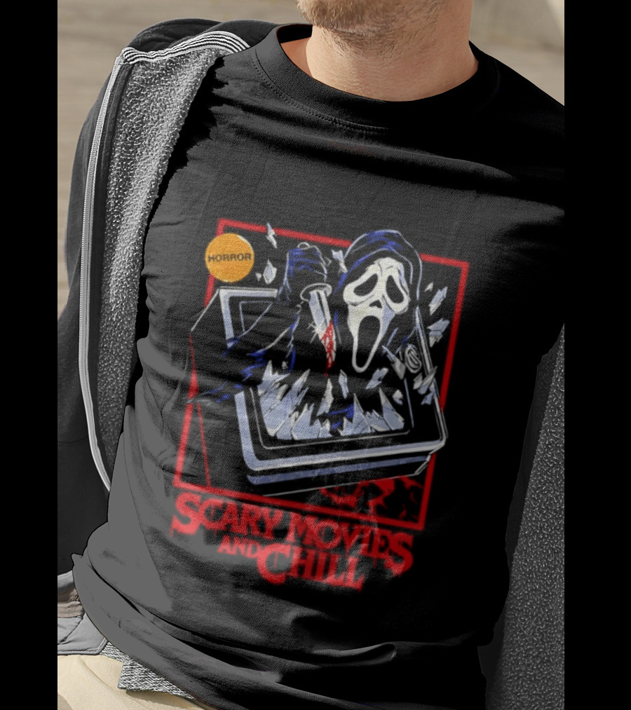 Ghostface Scream Horror Movie Breaking TV Scary Movies And Chill 2026 T-Shirt