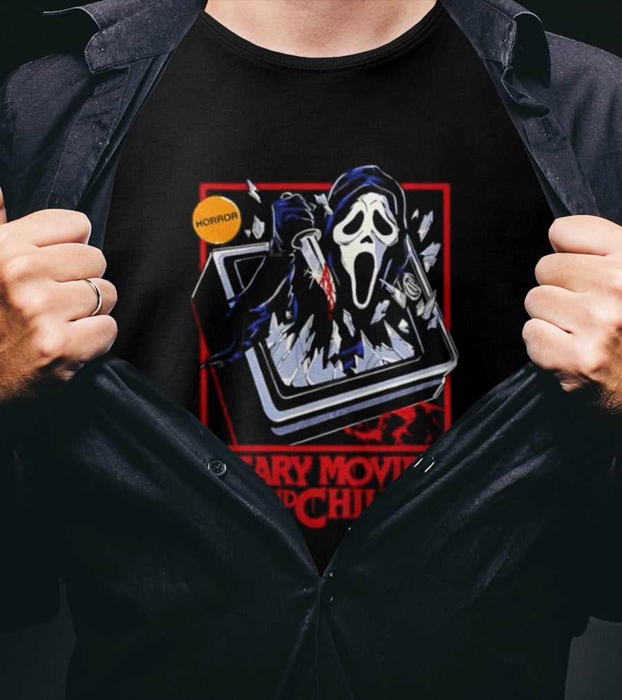 Ghostface Scream Horror Movie Breaking TV Scary Movies And Chill 2026 T-Shirt