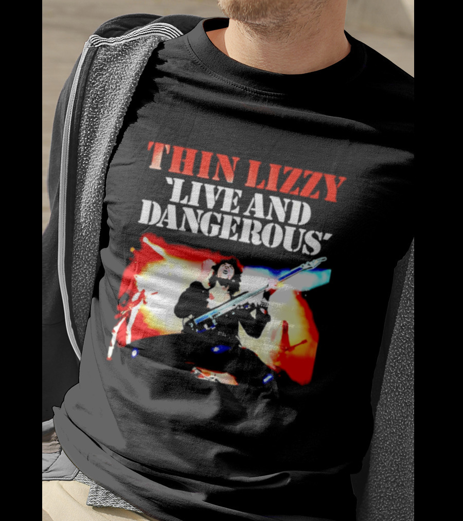 Thin Lizzy Live And Dangerous Cover Classic Rock Band Album T-Shirt
