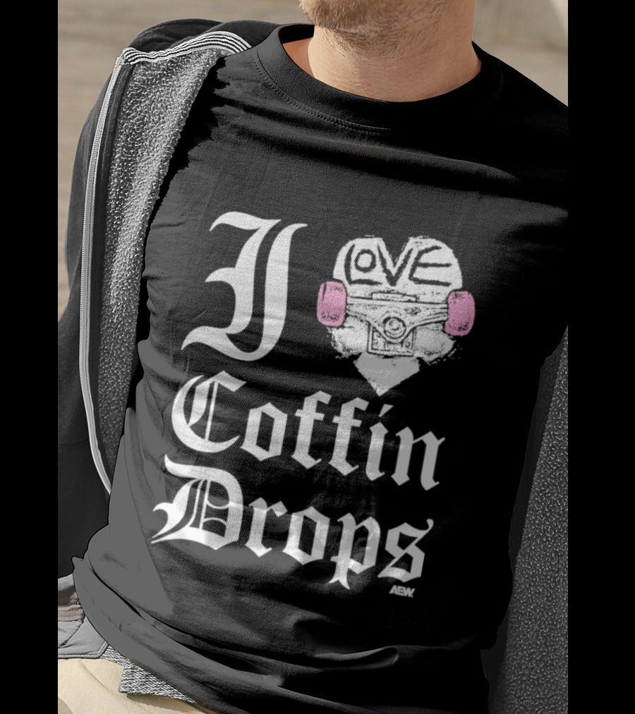 I Love Coffin Drops Aew Skateboard Heart Pink Gloves T-Shirt