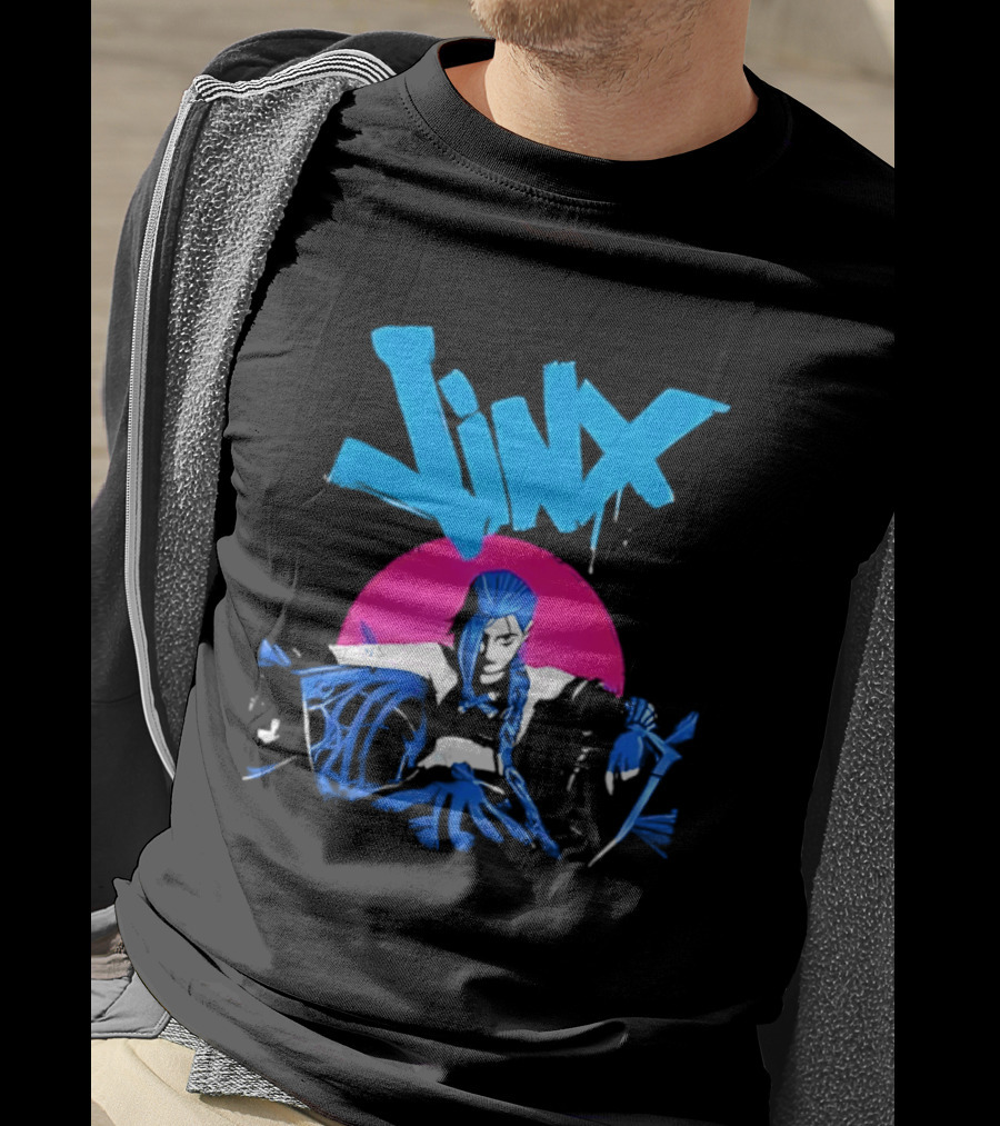 Jinx Blue Hair Graffiti Unleashed Power Arcane League Of Legends 2026 Season 2 Anticipation T-Shirt