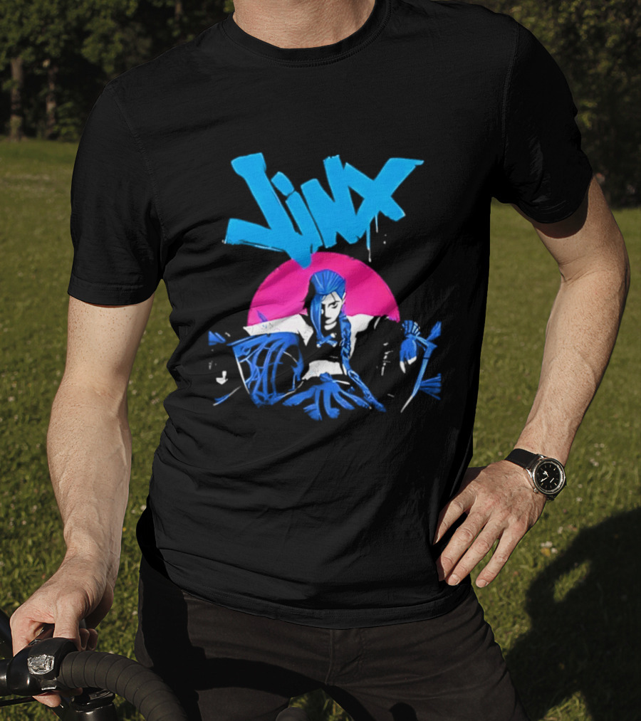 Jinx Blue Hair Graffiti Unleashed Power Arcane League Of Legends 2026 Season 2 Anticipation T-Shirt