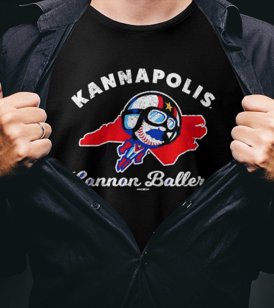 Kannapolis Cannon Ballers Baseball Skull North Carolina Map T-Shirt