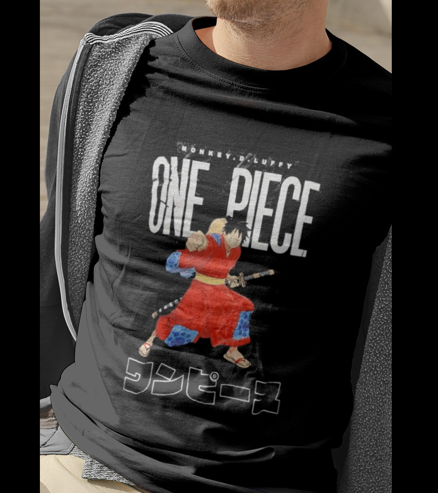 One Piece Luffy Wano Samurai Katana Anime Japanese T-Shirt