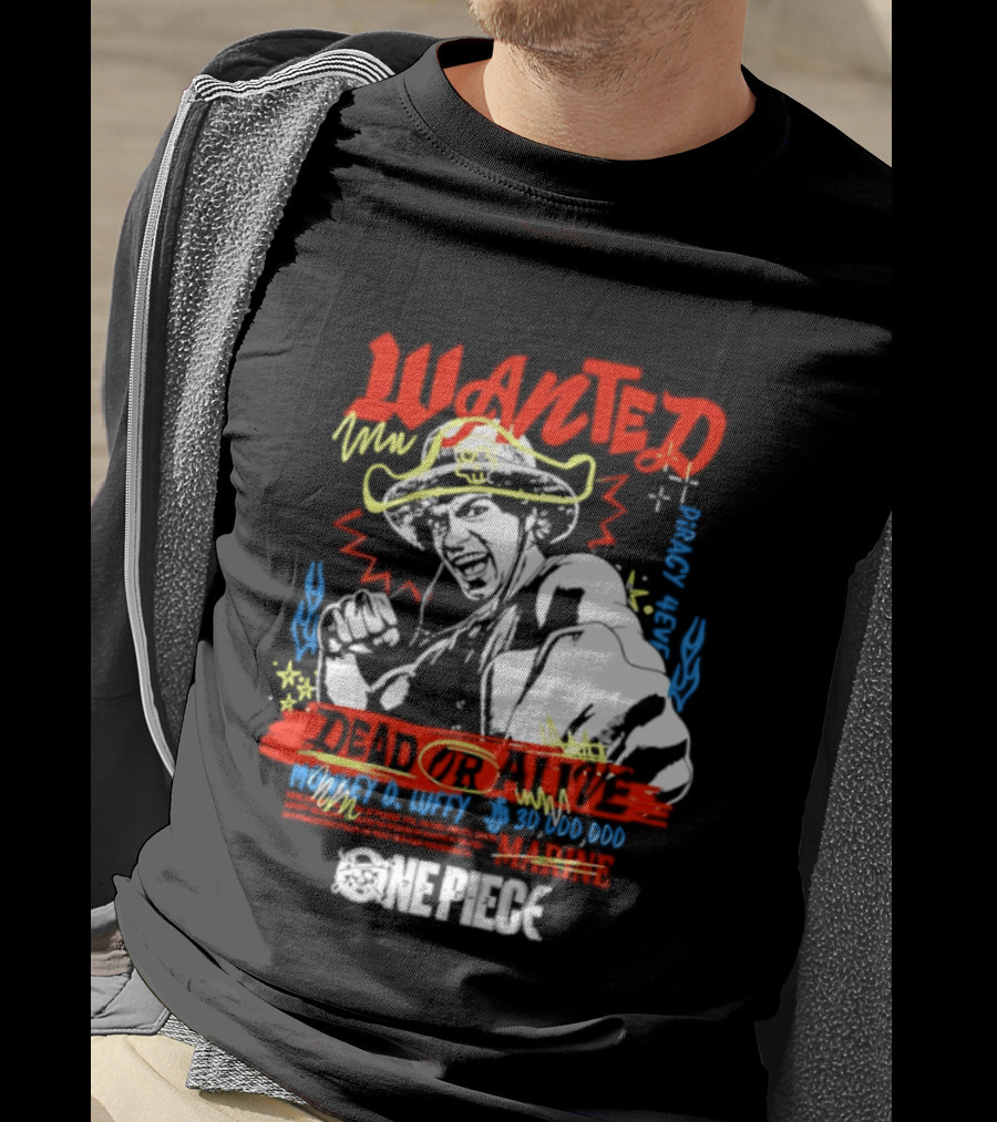 One Piece Monkey D. Luffy Wanted Dead Or Alive 30 Million Berries Bounty Straw Hat Pirate 2026 T-Shirt