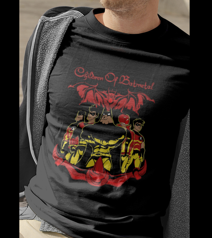 Children Of Batmetal Batman Robins Heavy Metal Characters Demonic Bat T-Shirt