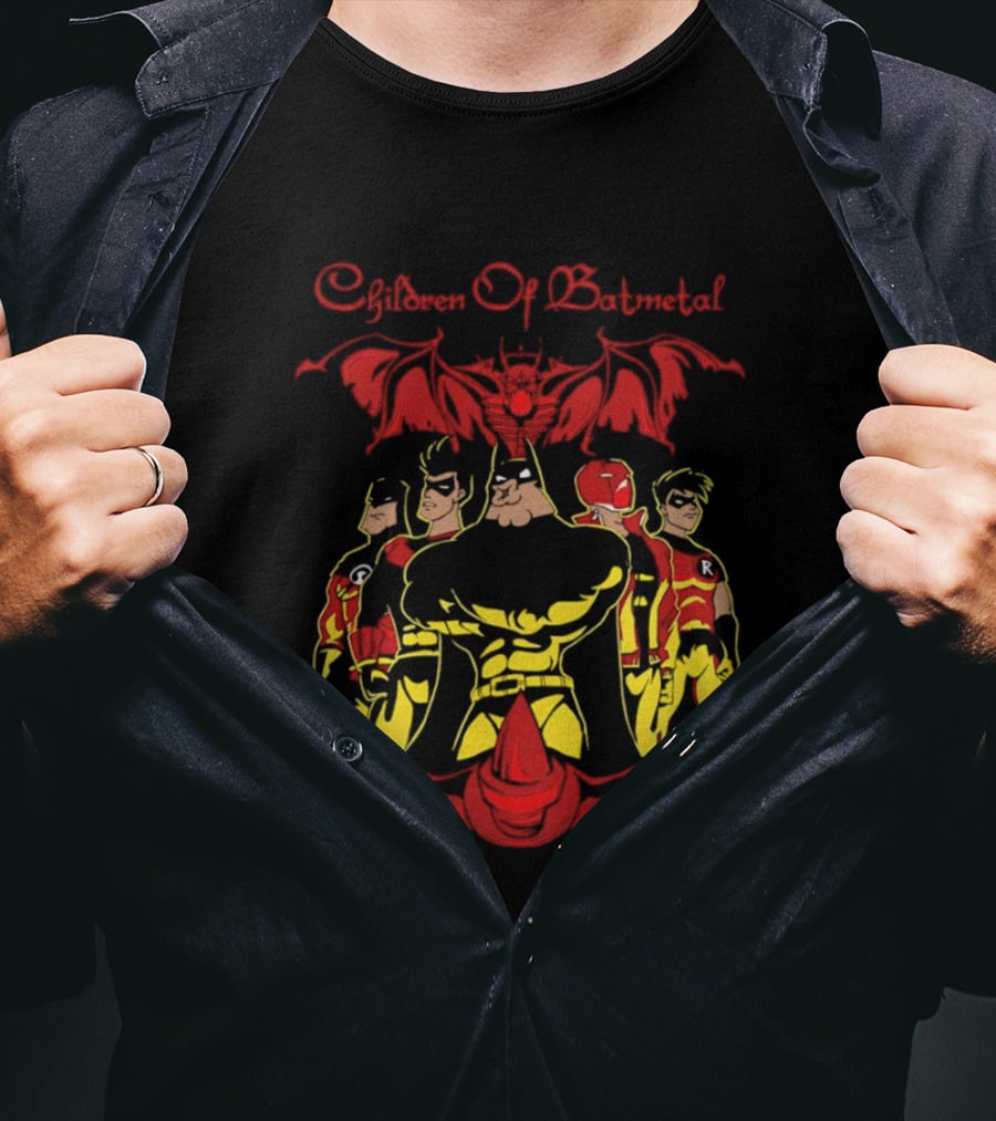 Children Of Batmetal Batman Robins Heavy Metal Characters Demonic Bat T-Shirt