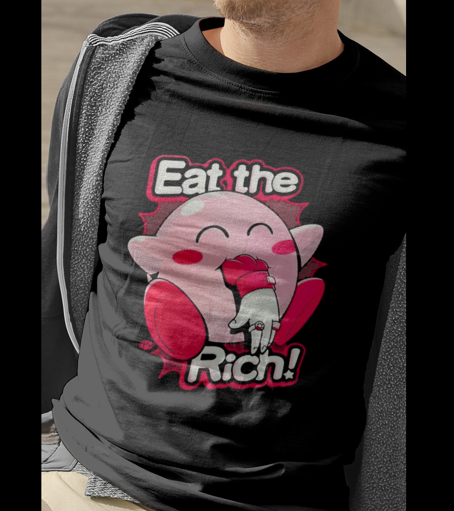 Eat The Rich Pink Character Eating Playful T-Shirt