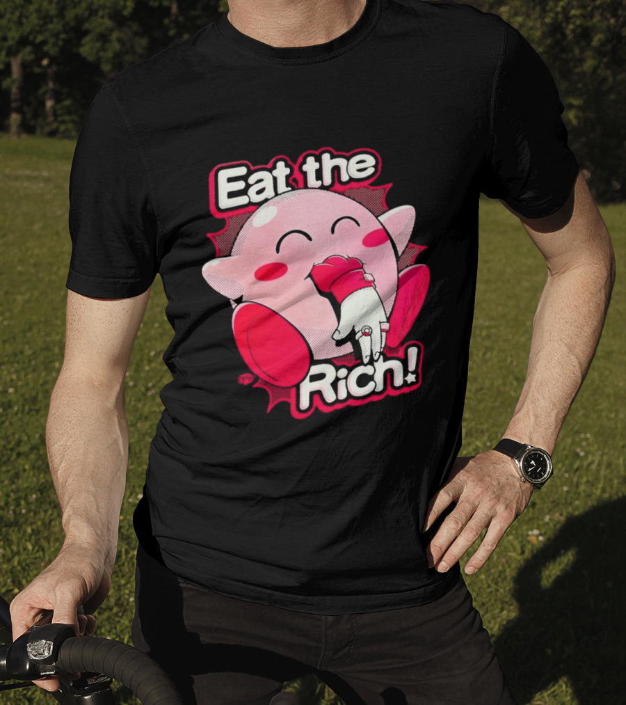 Eat The Rich Pink Character Eating Playful T-Shirt