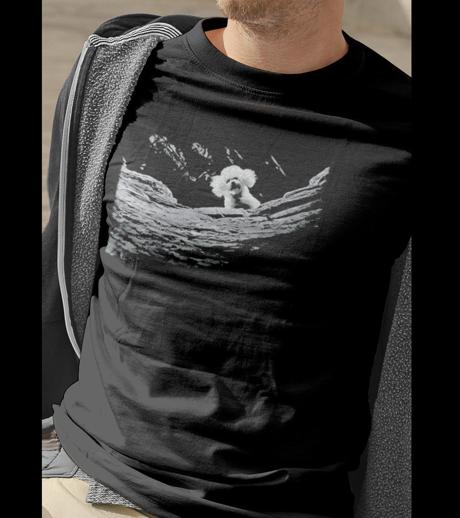 Nature Inspired Fluffy Dog Peeking In Artistic Brush Strokes T-Shirt